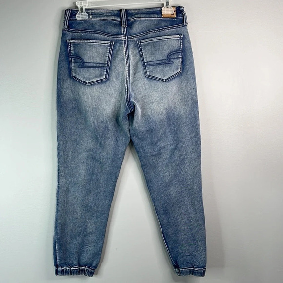 AMERICAN EAGLE Super Stretch Jogger Jeans Blue Medium Wash *As Is* Size 4 - Picture 6 of 13